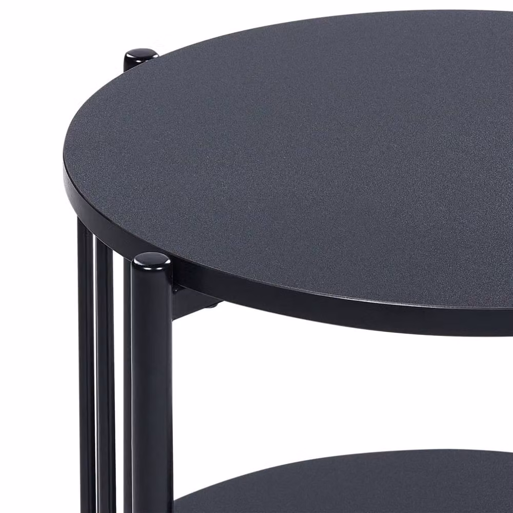 Wyld and Coco Black Round MDF Side Table with Shelf, W/D/H: 40 x 40 x 44 cm – 4