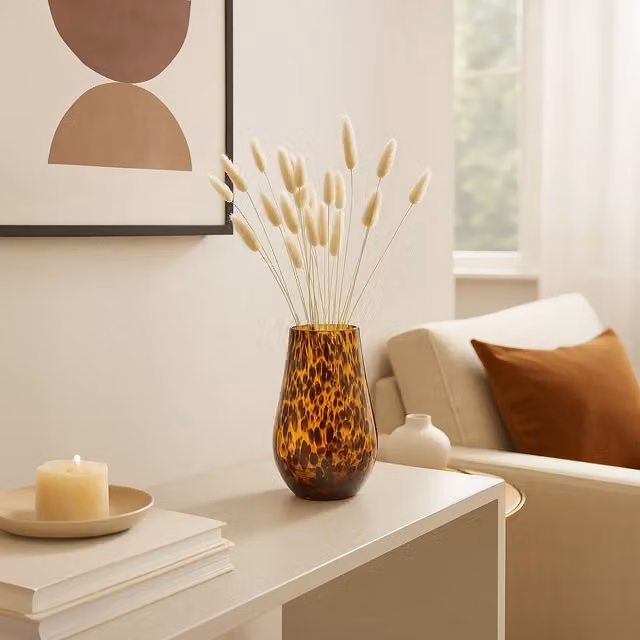 Interiors by Premier Zamak Small Ceramic and Glass Tabletop Vase in Copper, Gold and Brown