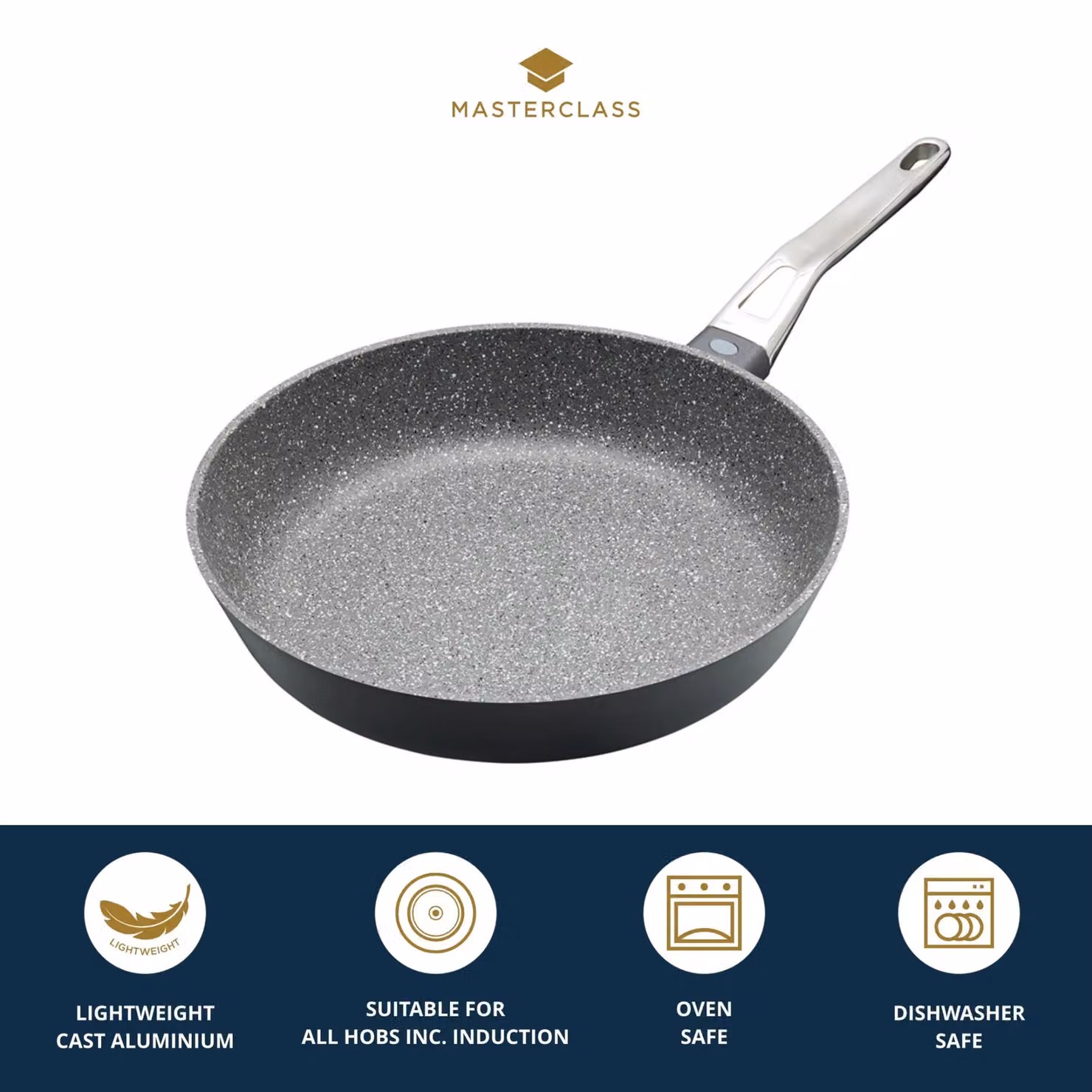 MasterClass Non-Stick Cast Aluminium Frying Pan, 28 cm, Black – 6