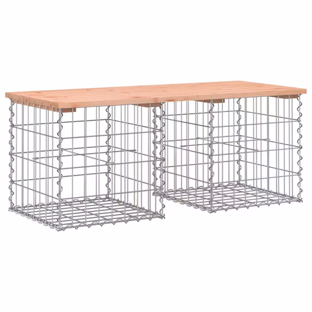 Berkfield Home Gabion Design Garden Bench in Brown Solid Douglas Wood, W/D/H: 103 x 44 x 42 cm – 2