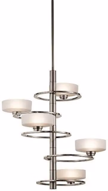 Elstead Aleeka 5 Light Multi Arm Chandelier in Grey Pewter Finish with Glass Shades and G9 Base