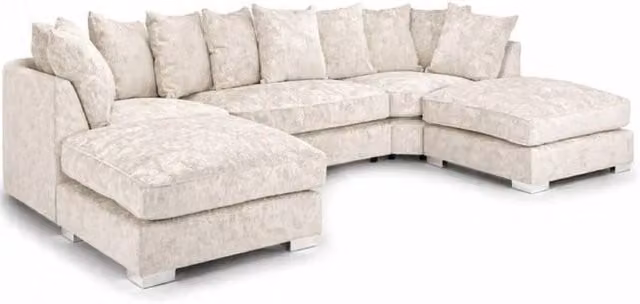 Home & Love Bishop U Shape Cinema Scatterback Corner Sofa in Pearl Cream