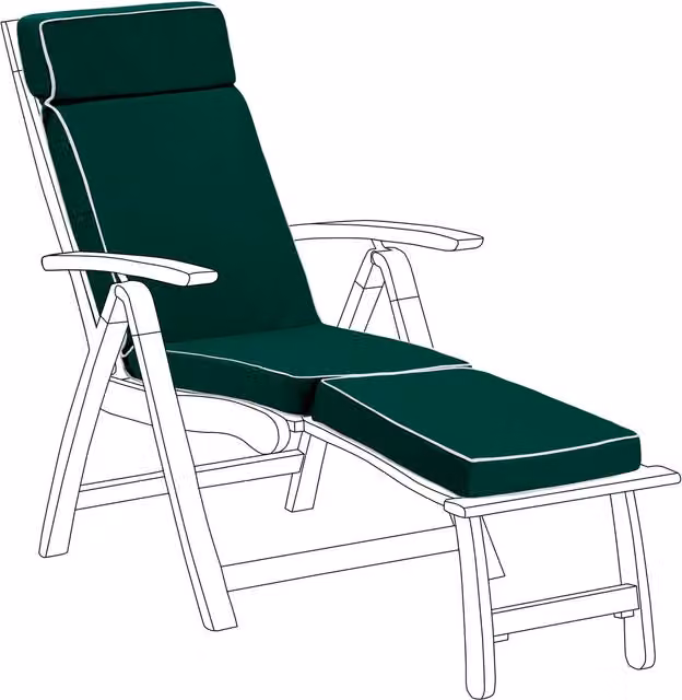Gardenista Water Repellent Green Outdoor Sun Lounger Steamer Chair Cushion Pad with Foam and Polyester
