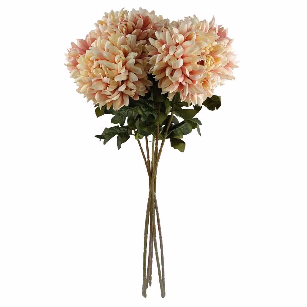 Leaf Pack of 6 Pink Artificial Extra Reflex Chrysanthemums, Height: 75 cm – 4