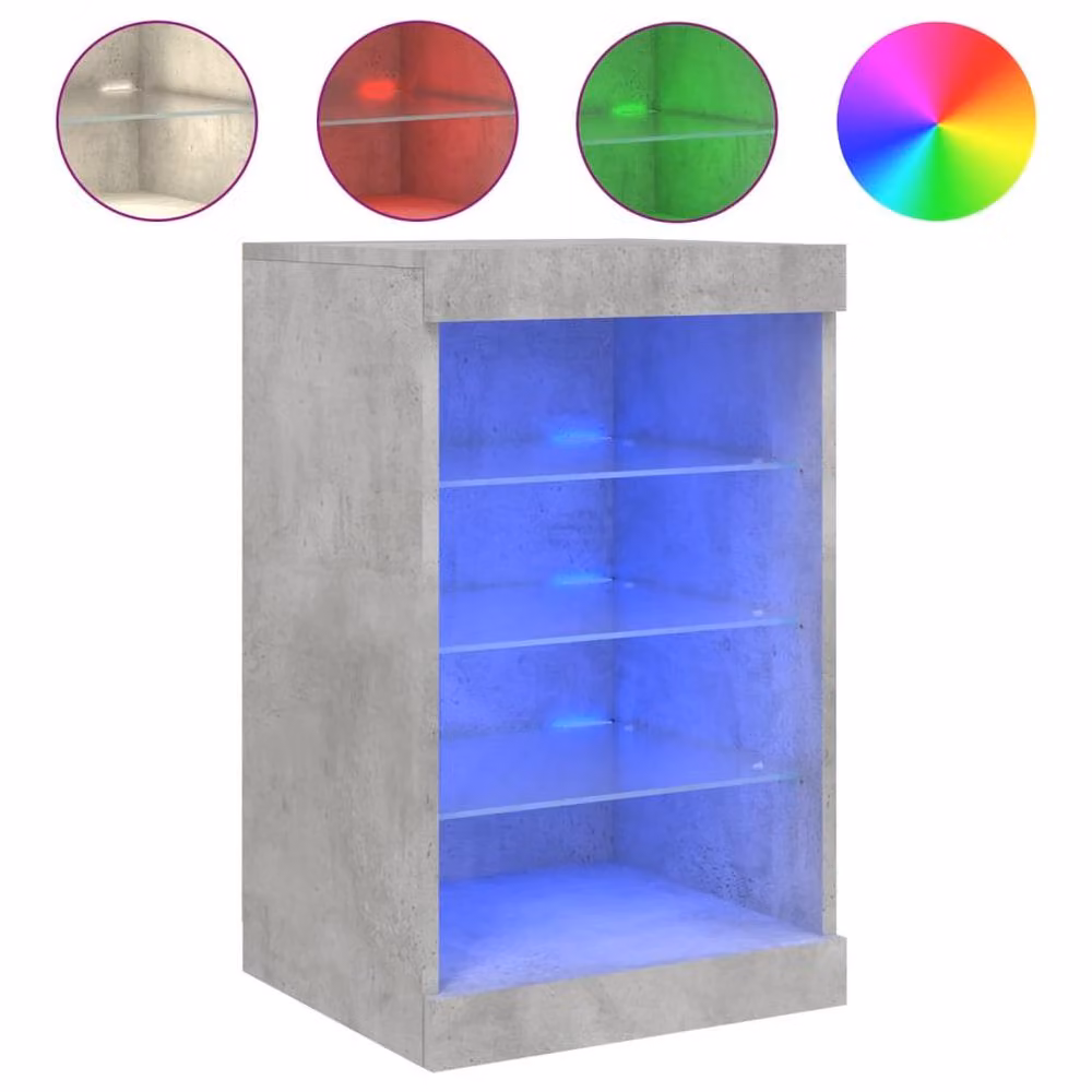 Berkfield Home Modern Sideboard with Integrated LED Lights in Concrete Grey, W/D/H: 41 x 37 x 67 cm – 3