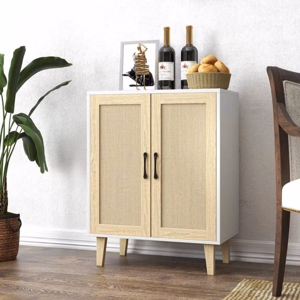 SPETLEK Buffet Storage Cabinet with 2 Hinged Doors in White and Sand – 2