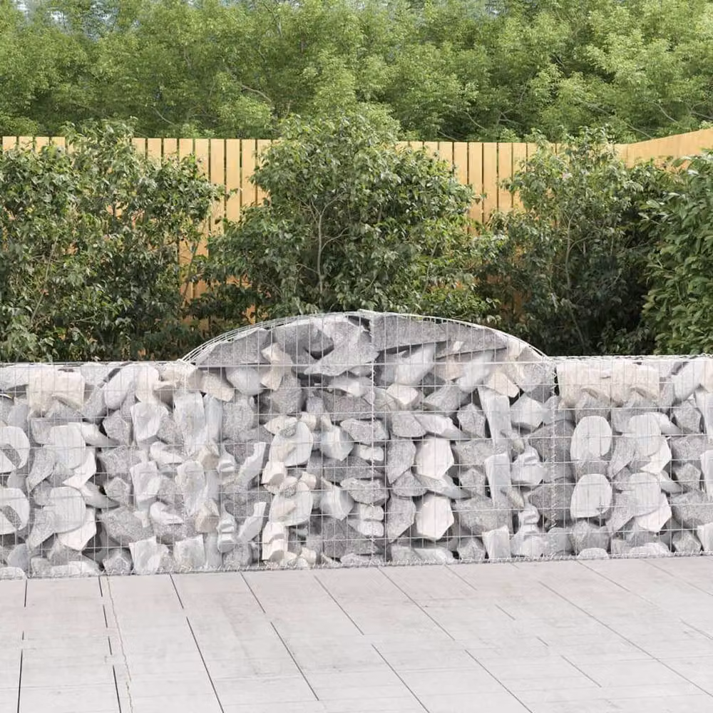 Berkfield Home Arched Gabion Baskets, 4 Piece Set, Silver Galvanised Steel, W: 300 cm, D: 30 cm, H: 80-100 cm – 2