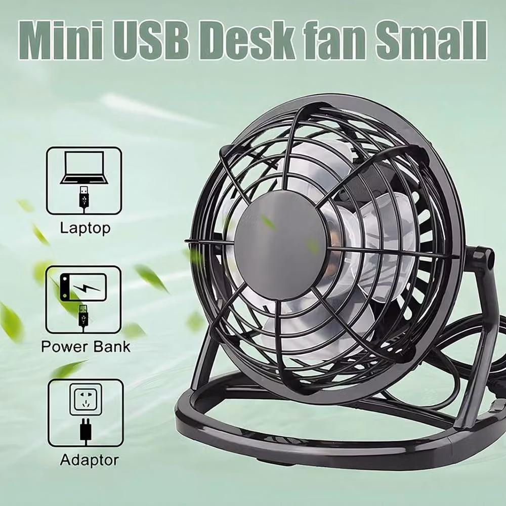 PAWNORA Portable USB Desk Fan, 2-Piece Set in Black – 2