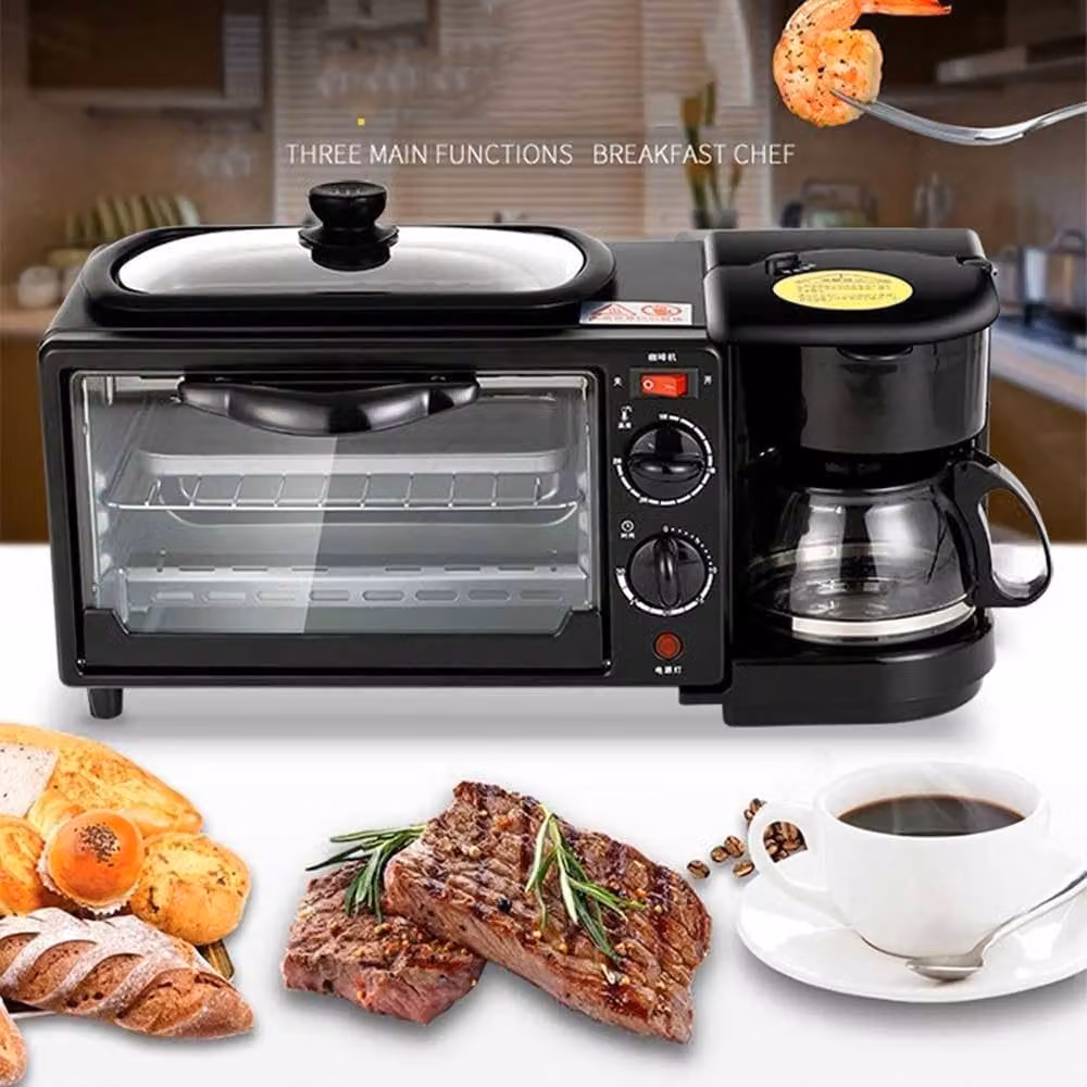 Havendro Portable Breakfast Machine with Non-Stick Griddle and Coffee Maker in Black – 4