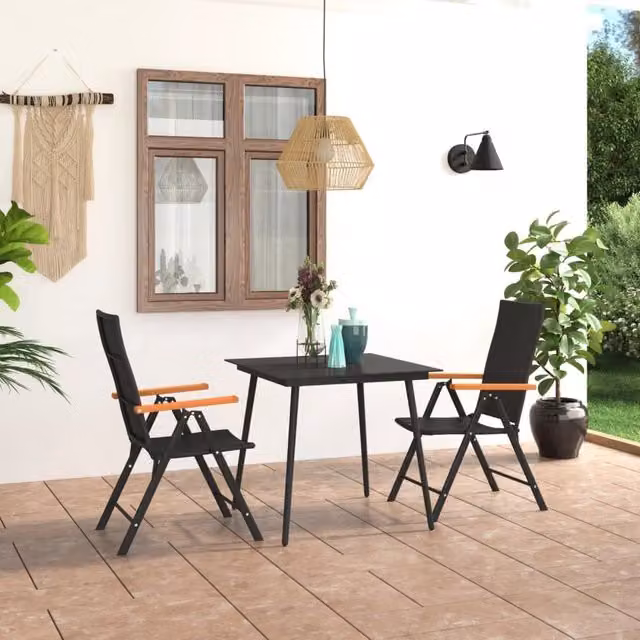 Berkfield Home 3 Piece Garden Dining Set in Black and Brown – 1