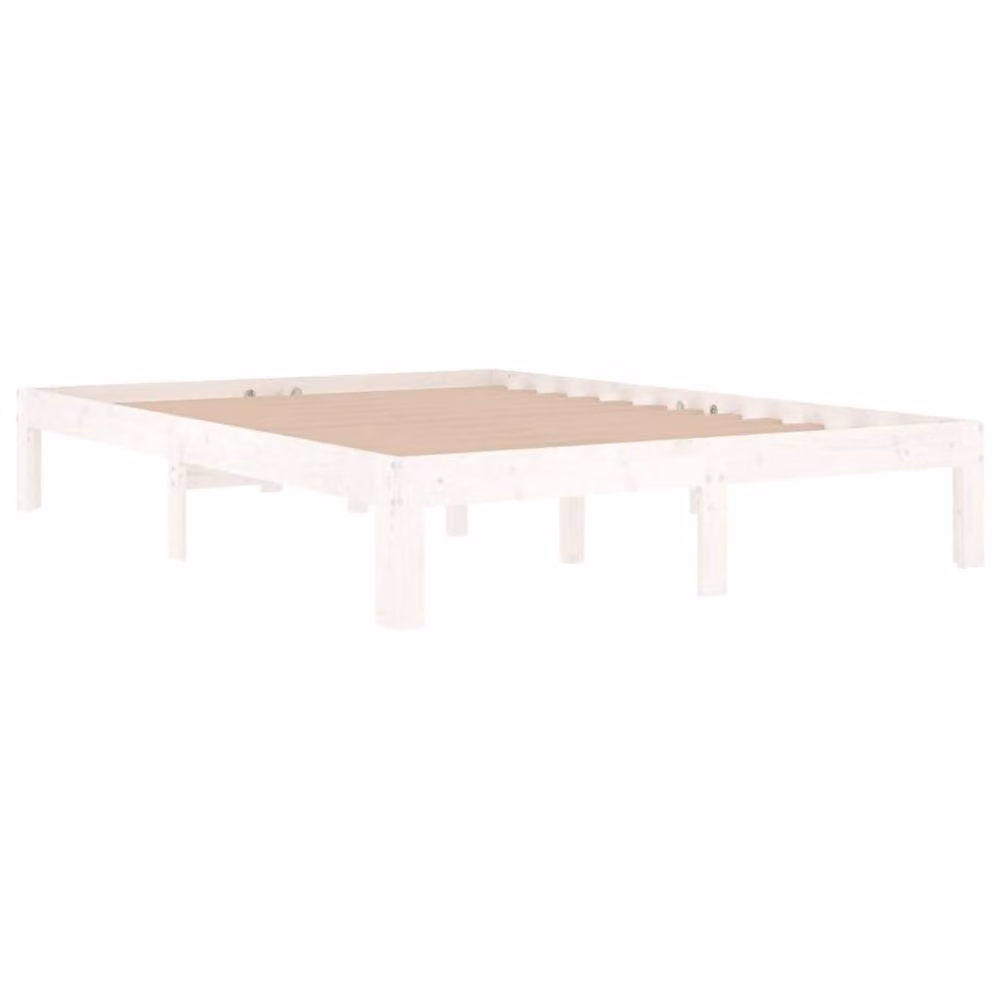 Berkfield Home Modern White Solid Pine Wood Bed Frame W: 135 cm, D: 190 cm – 3