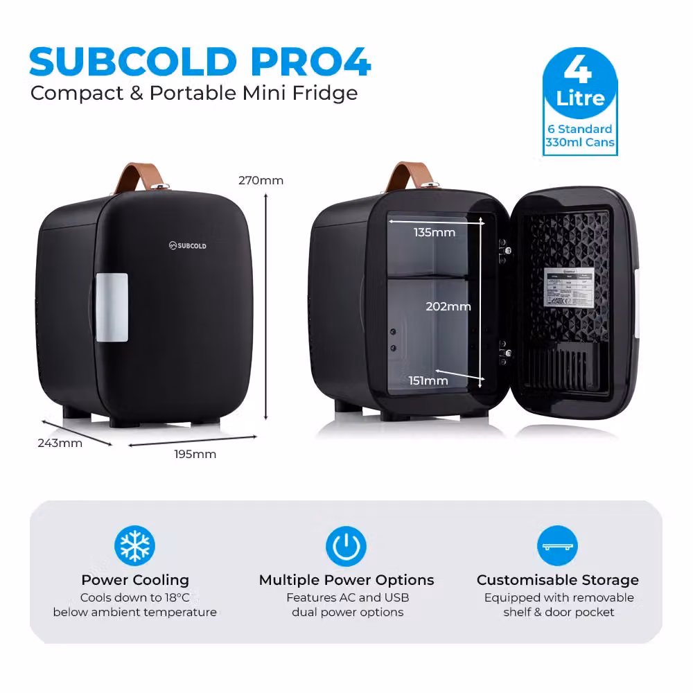 Subcold Pro 4L Mini Fridge in Black – 5