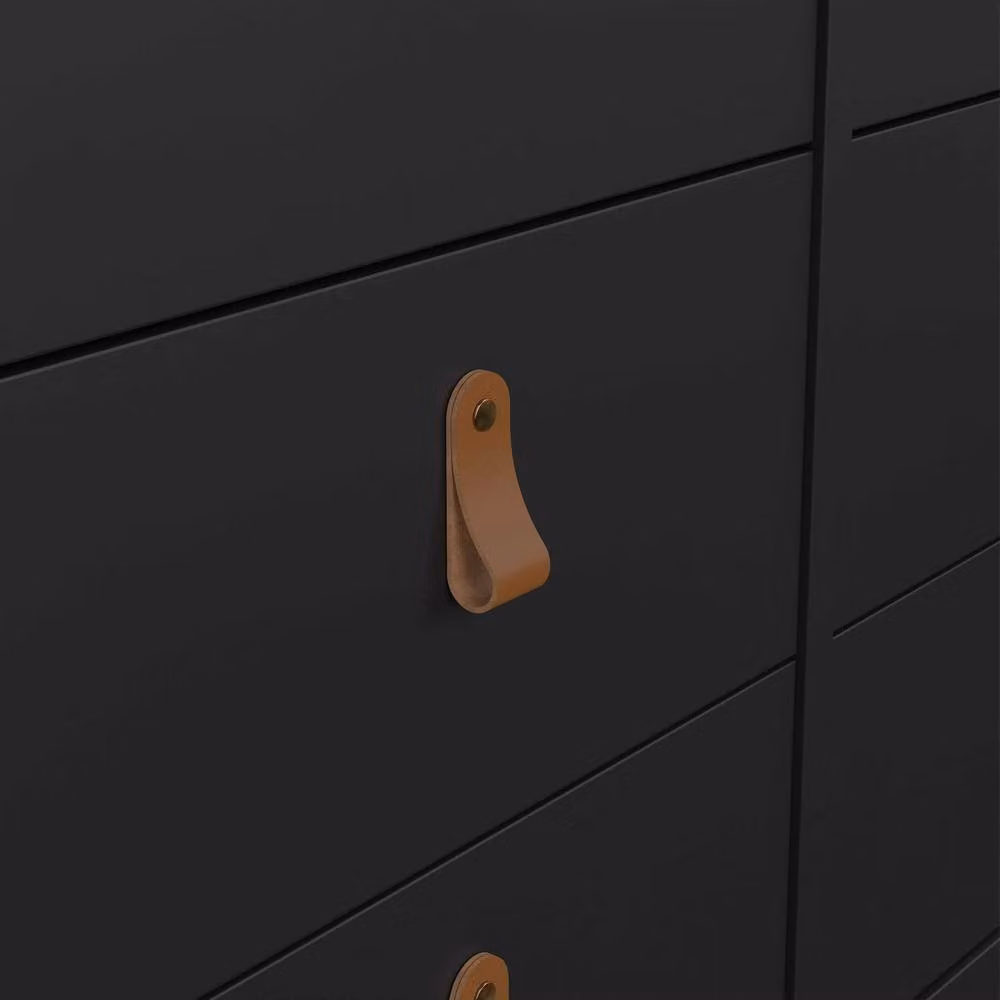 Wyld Haus Wyldberry 8 Drawer Dresser in Matt Black with Leather Tab Handles – 3