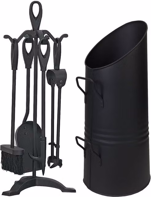 Simpa Coal Hod and 5 Piece Companion Set in Black