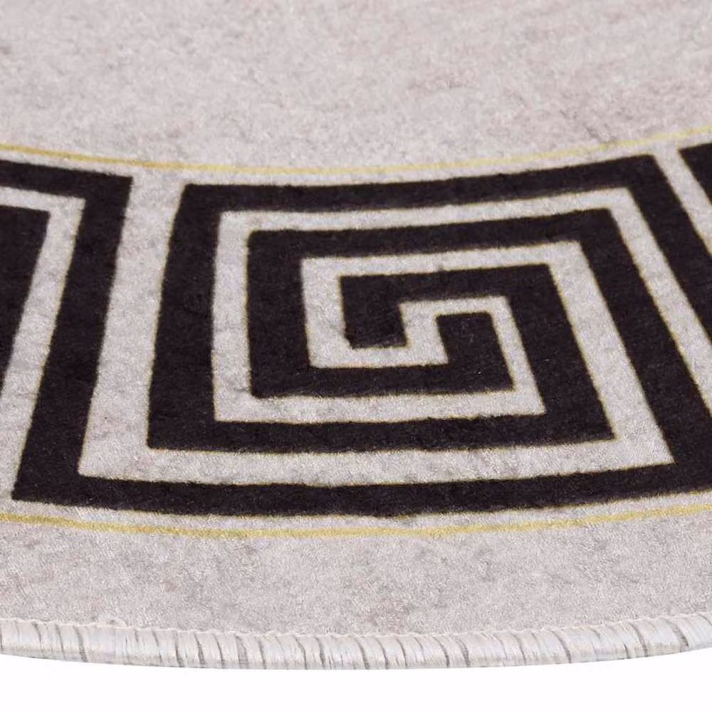 Berkfield Home Washable Round Anti Slip Rug in Light Beige, Diameter: 100 cm – 3