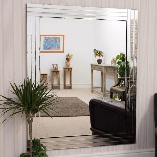 MirrorOutlet Eden Triple Edge Venetian Mirror, Silver, W: 144 cm, H: 116 cm