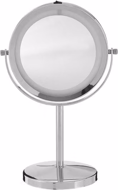 Orsina Clara Round Chrome LED Tabletop Mirror in Silver