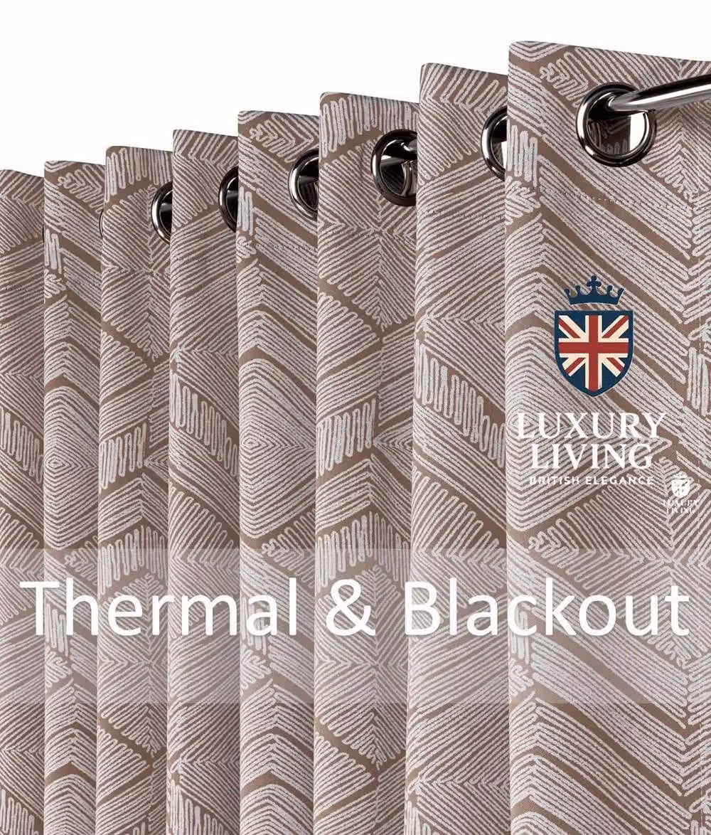 Luxury Living Triple Weave Geometric Aztec Print Blackout Curtains in Terracotta, Width: 168 cm, Drop: 137 cm