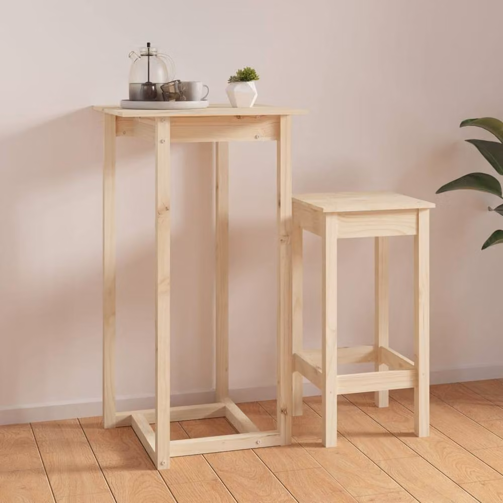 Berkfield Home Beautiful Bar Table in Natural Solid Pine, W/D/H: 60 x 60 x 110 cm – 2