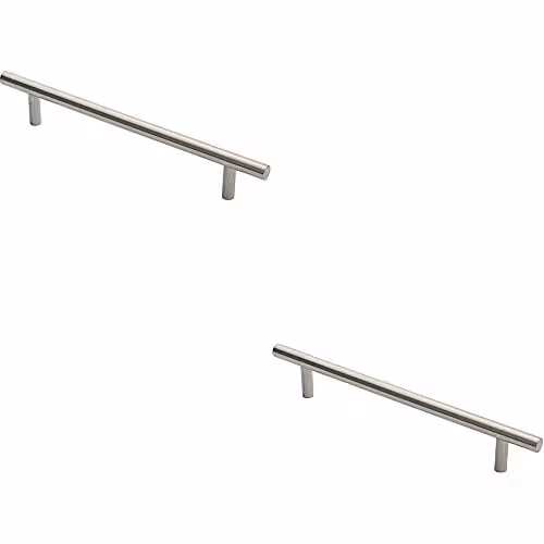Loops 2-Pack Straight T-Bar Pull Handles in Brushed Silver Stainless Steel, 300mm Fixing Centres