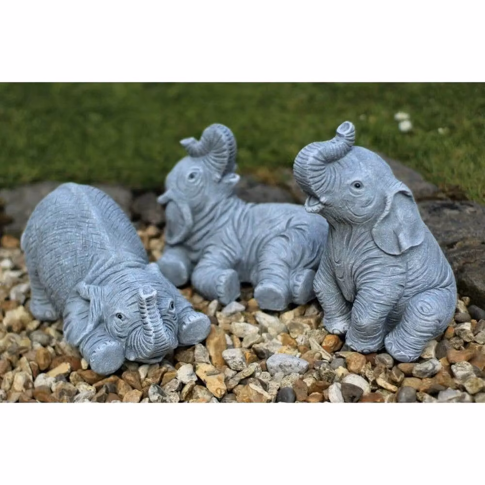 SPETLEK Laughing Elephants Grey Garden Ornaments – 2