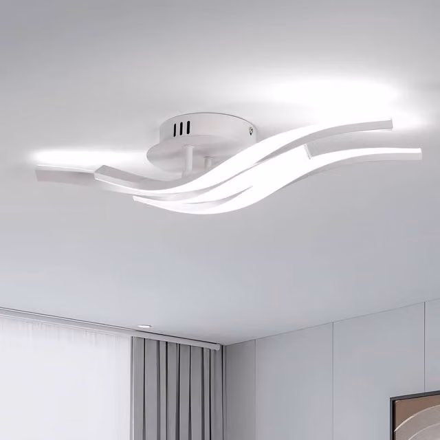 Goeco Modern White LED Ceiling Light with Creative Waveform Design, 24W – 1