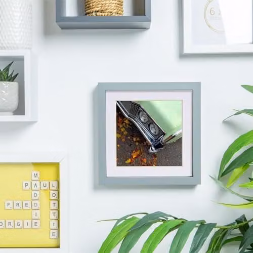 Nicola Spring Single Square Shadow Box Photo Frame in Grey and White with 4 x 4 inch Mount, W/D/H: 17.5 x 17.5 x 3.5 cm – 2