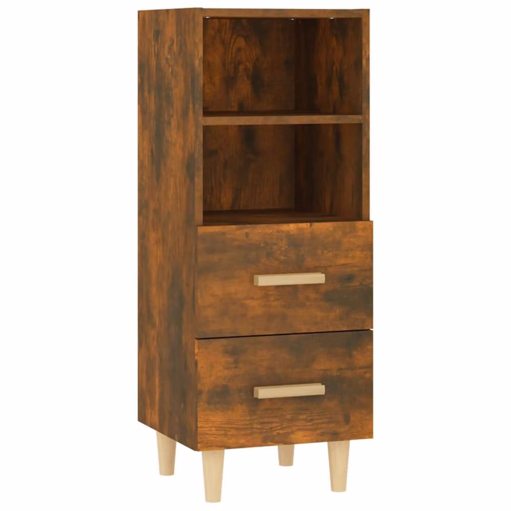 Berkfield Home Mid Century Smoked Oak Sideboard in Brown, W/D/H: 34.5 x 34 x 90 cm – 2