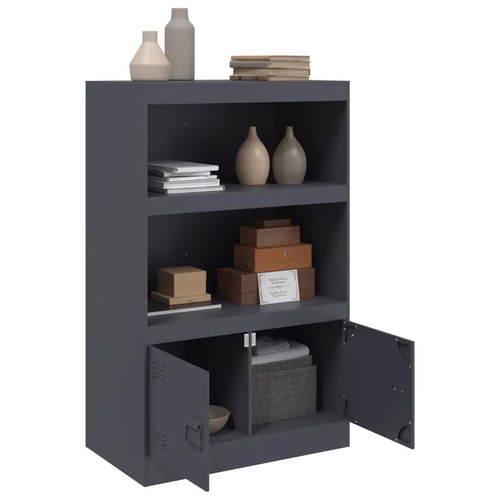 Berkfield Home Anthracite Steel Sideboard, W/D/H: 67 x 39 x 107 cm – 4