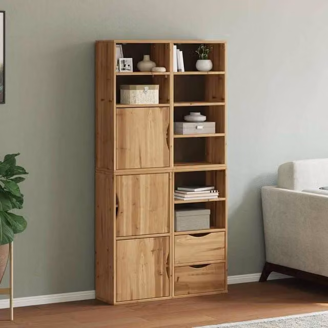 Berkfield Home ODDA Side Cabinets, Set of 4, Brown Solid Pine Wood, W/D/H: 40 x 24 x 79 cm