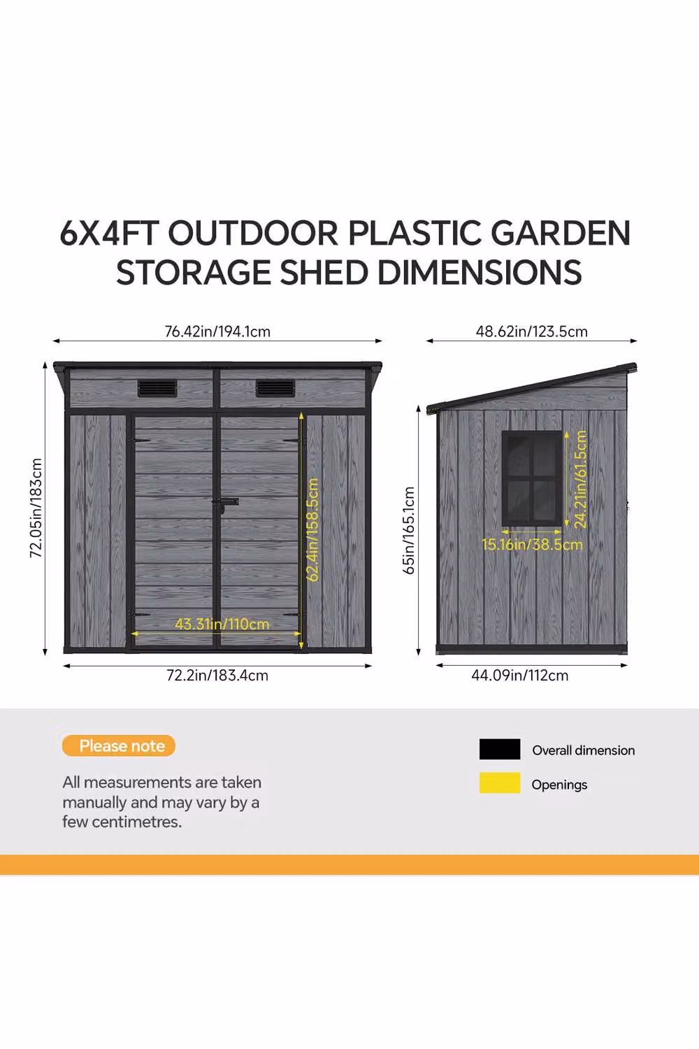Garden Sanctuary Pent Outdoor Plastic Garden Storage Shed in Dark Grey W/D/H: 182.88 x 121.92 x 183.4 cm – 3