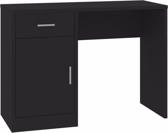 Berkfield Home Modern Computer Desk with Drawer and Cabinet in Black, W/D/H: 100 x 40 x 73 cm