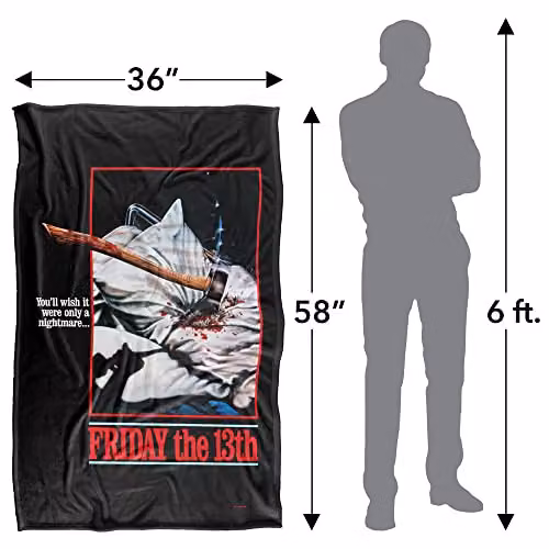 Warner Bros. Friday the 13th Pillow Axe Poster Super Soft Fleece Throw Blanket, Multicolour, W: 91 cm x D: 147 cm – 2