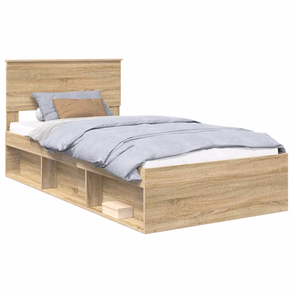 Berkfield Home Sonoma Bed Frame with Headboard in Brown Solid Pine Wood, W: 100 cm, L: 200 cm – 2