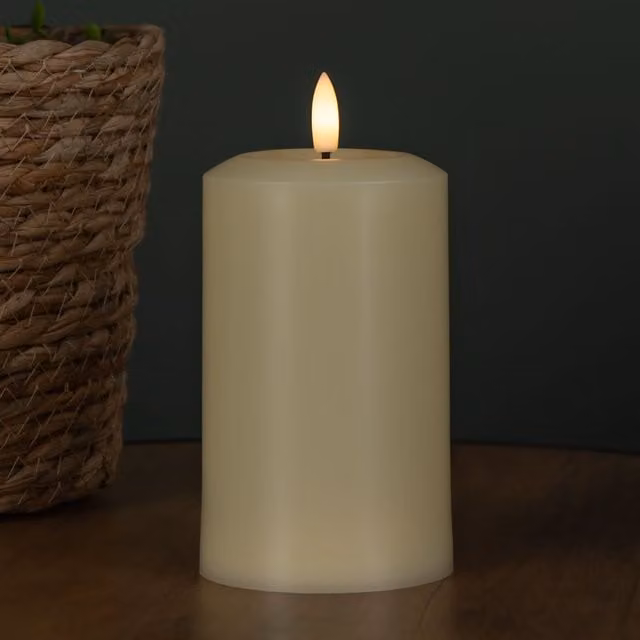 Samuel Alexander Cream Flickering Flameless LED Pillar Candle, Height: 15 cm – 1