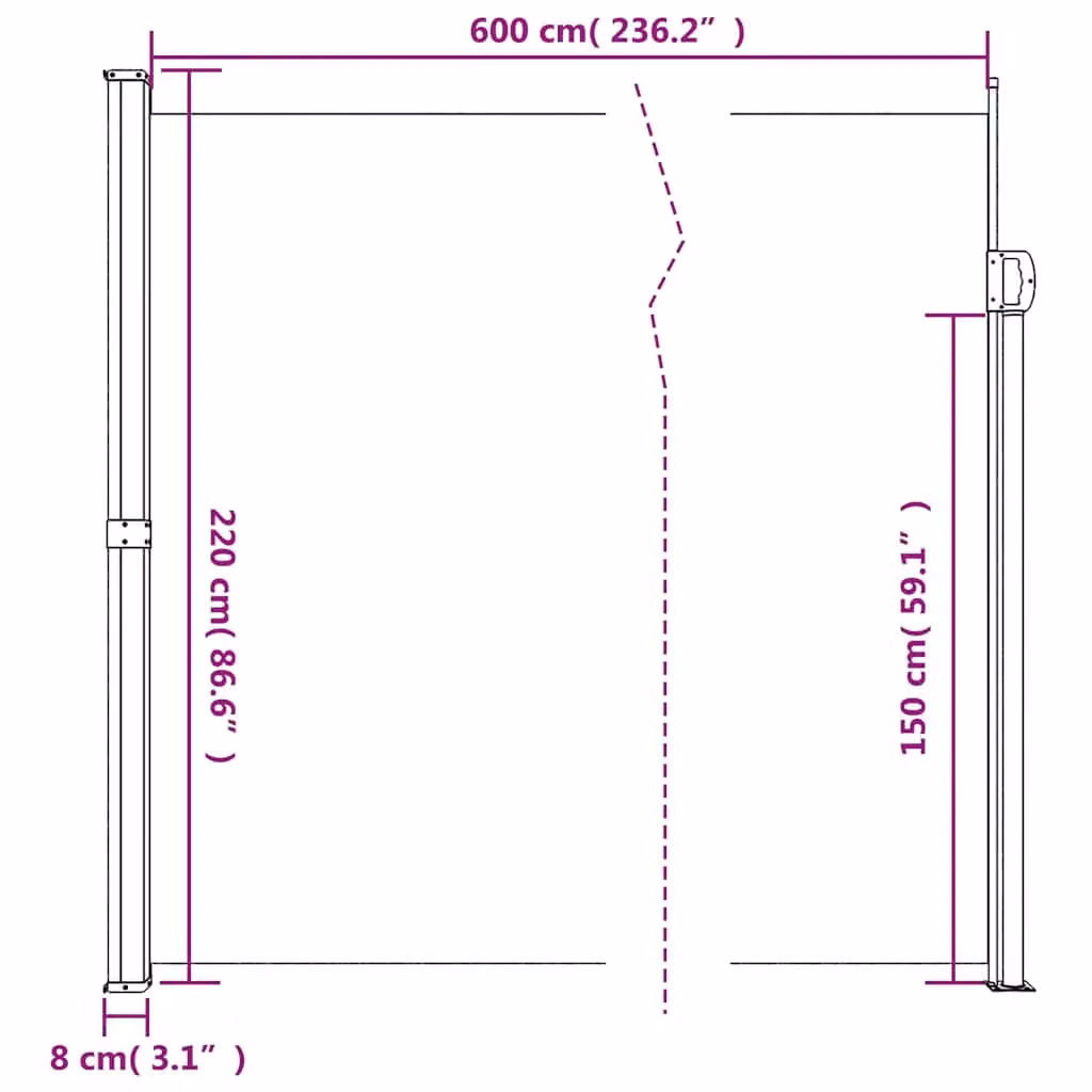 Berkfield Home Retractable Side Awning in Anthracite, W/H: 600 x 220 cm – 6