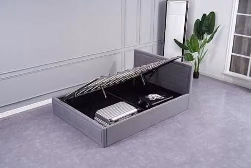 KOSY KOALA Grey Fabric Ottoman Storage Bed with Mattress, W/D/H: 90 x 190 x 45 cm