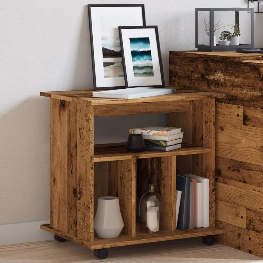 Berkfield Home Rolling Cabinet in Old Wood Brown, W/D/H: 60 x 45 x 60 cm – 4