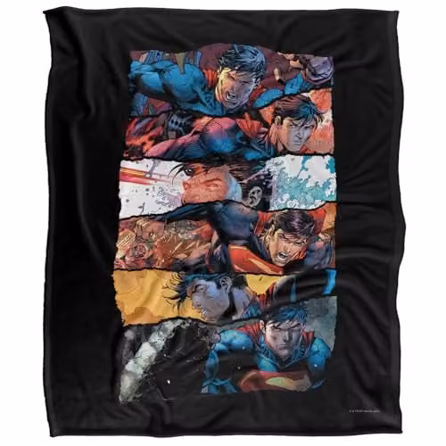 DC Comics Superman Torn Collage Super Soft Silky Touch Throw Blanket, Multicolour, W: 152 cm, D: 127 cm – 1