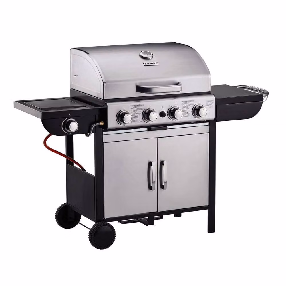 FLAVORA Blazebox Gas BBQ Grill in Grey with Side Burner and Warming Racks – 2