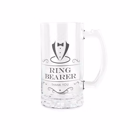 Purely Home Ring Bearer Glass Beer Stein, 450ml, Black and Transparent – 1