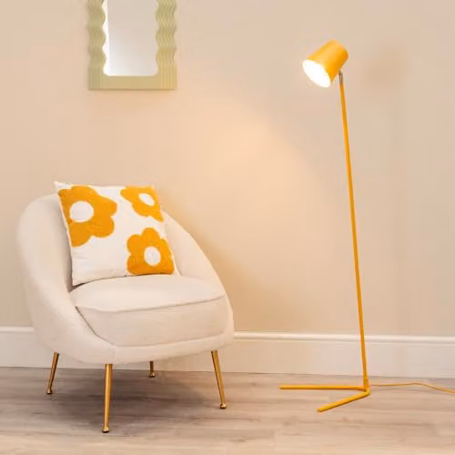 ValueLights Mustard Metal Floor Lamp with Tapered Dome Shade and LED Bulb – 2