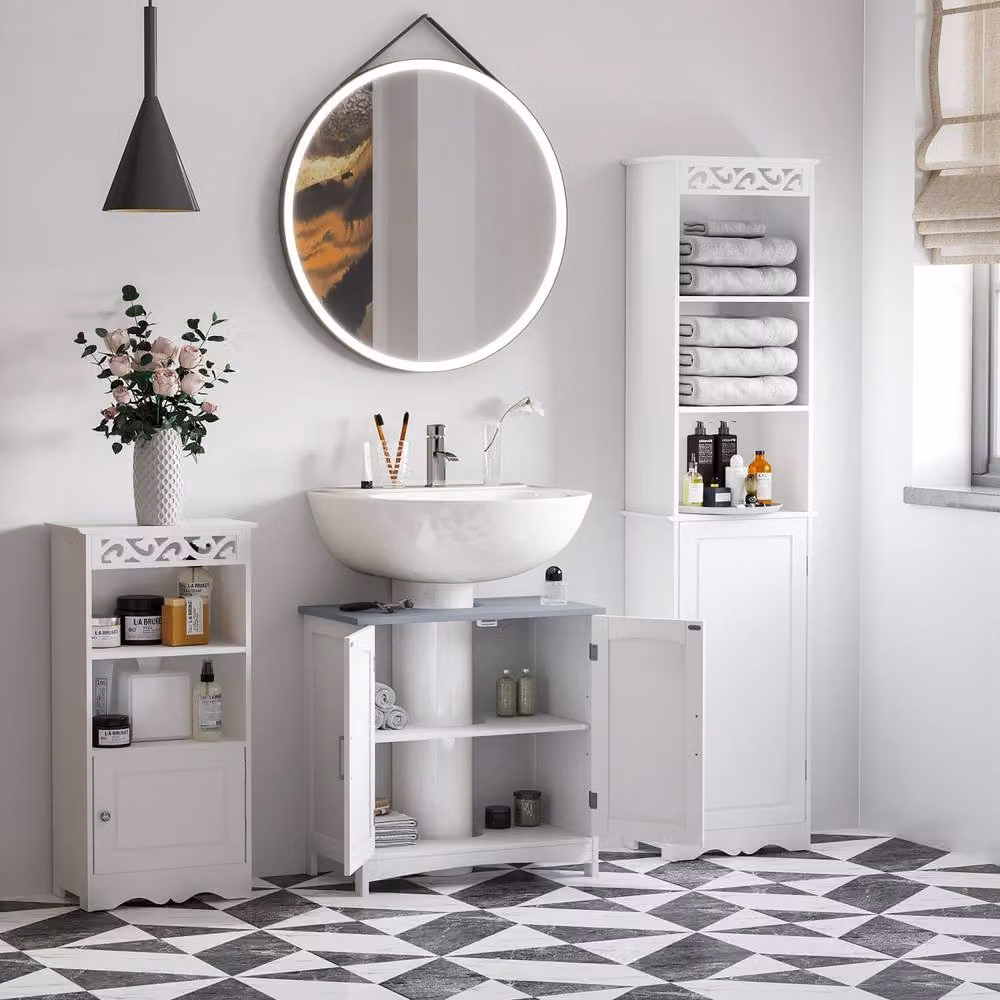 Wyld Haus Nebama Freestanding Bathroom Cabinet in White and Grey, W/D/H: 60 x 33 x 60 cm – 4