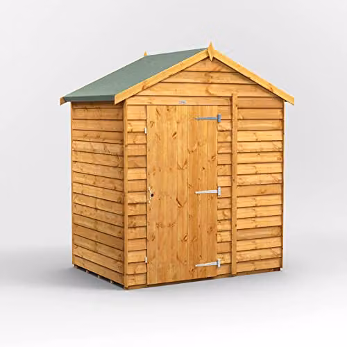 Powersheds Brown Wooden Apex Garden Shed with Gable Roof and Windowless Overlap Design