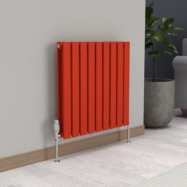 Lux Heat Flat Horizontal Double Radiator in Poppy Red, W: 60.0 cm, H: 63.0 cm