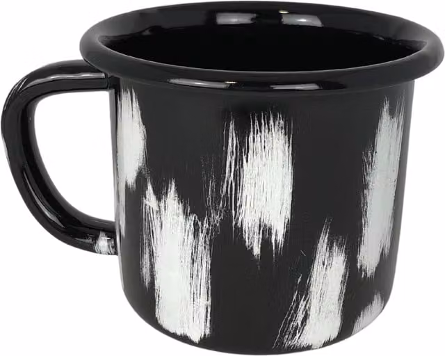 Elifle Stripe Series Stainless Steel Enamel Mug in Black and White Striped Design
