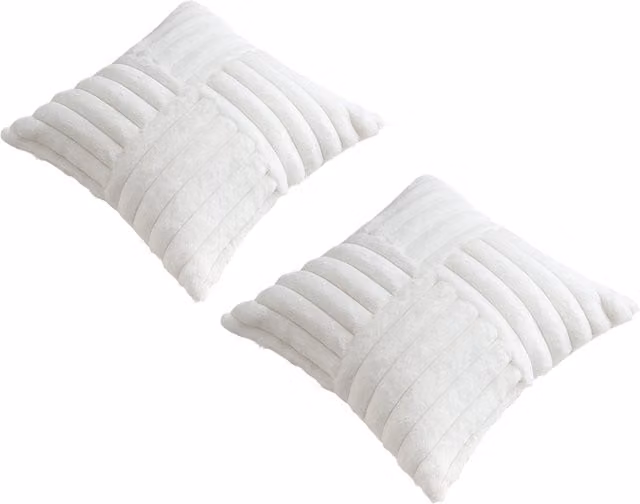 Livingandhome Modern Striped Square White Polyester Cushion with Washable Removable Cover