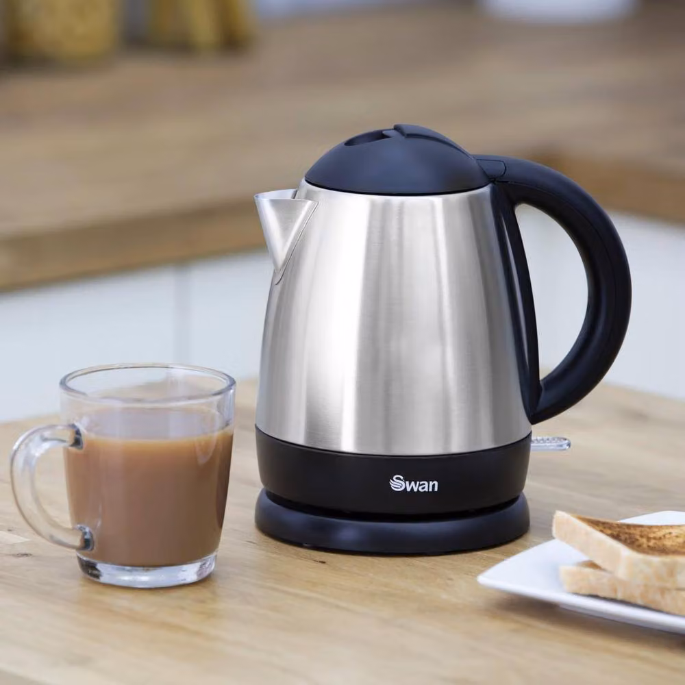 Swan SK31020N Brushed Stainless Steel Jug Kettle, 1 Litre, Silver and Black, 2000W with Auto Shut-off – 4