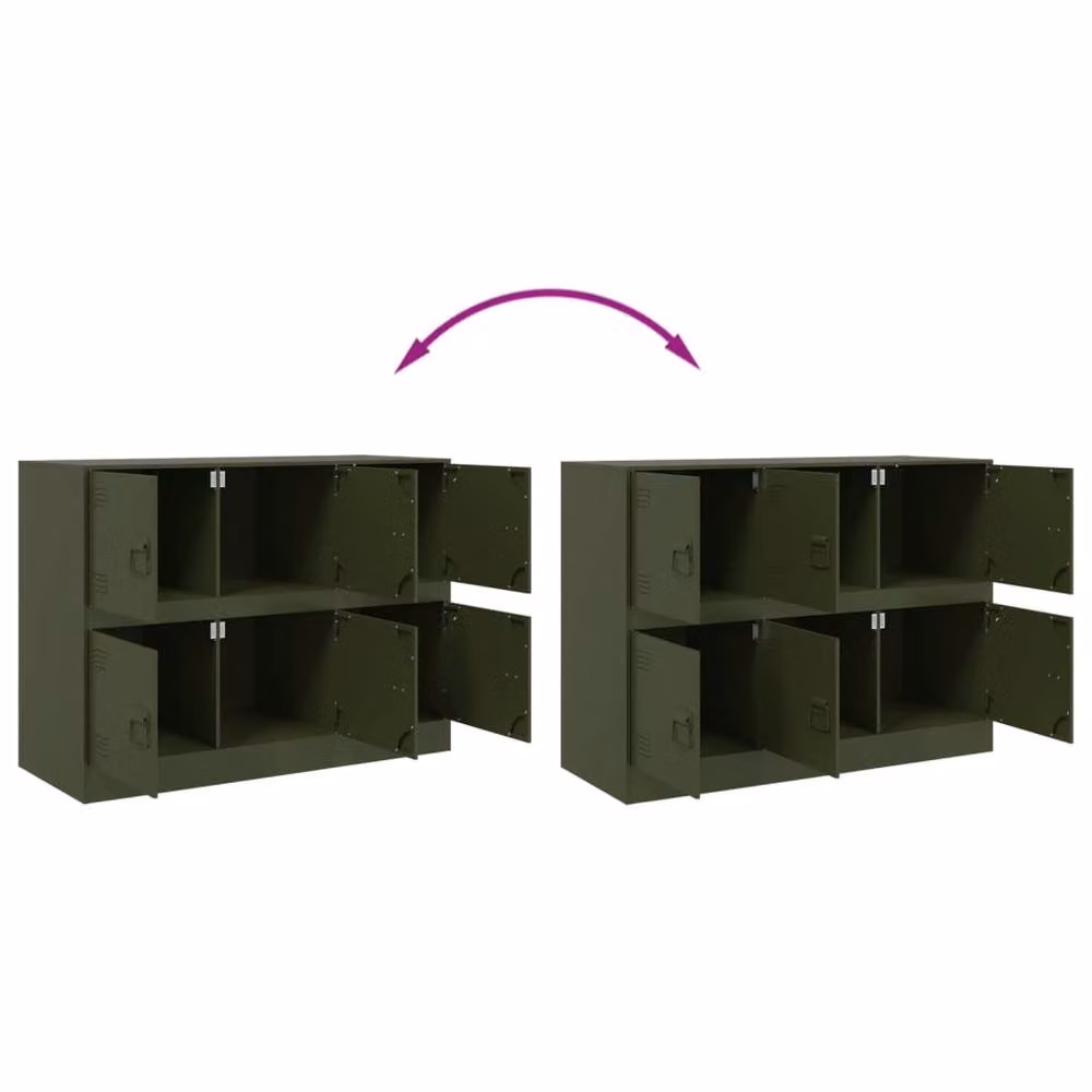 Berkfield Home Industrial Metal Sideboard in Matt Olive Green, W/D/H: 99 x 39 x 73 cm – 5