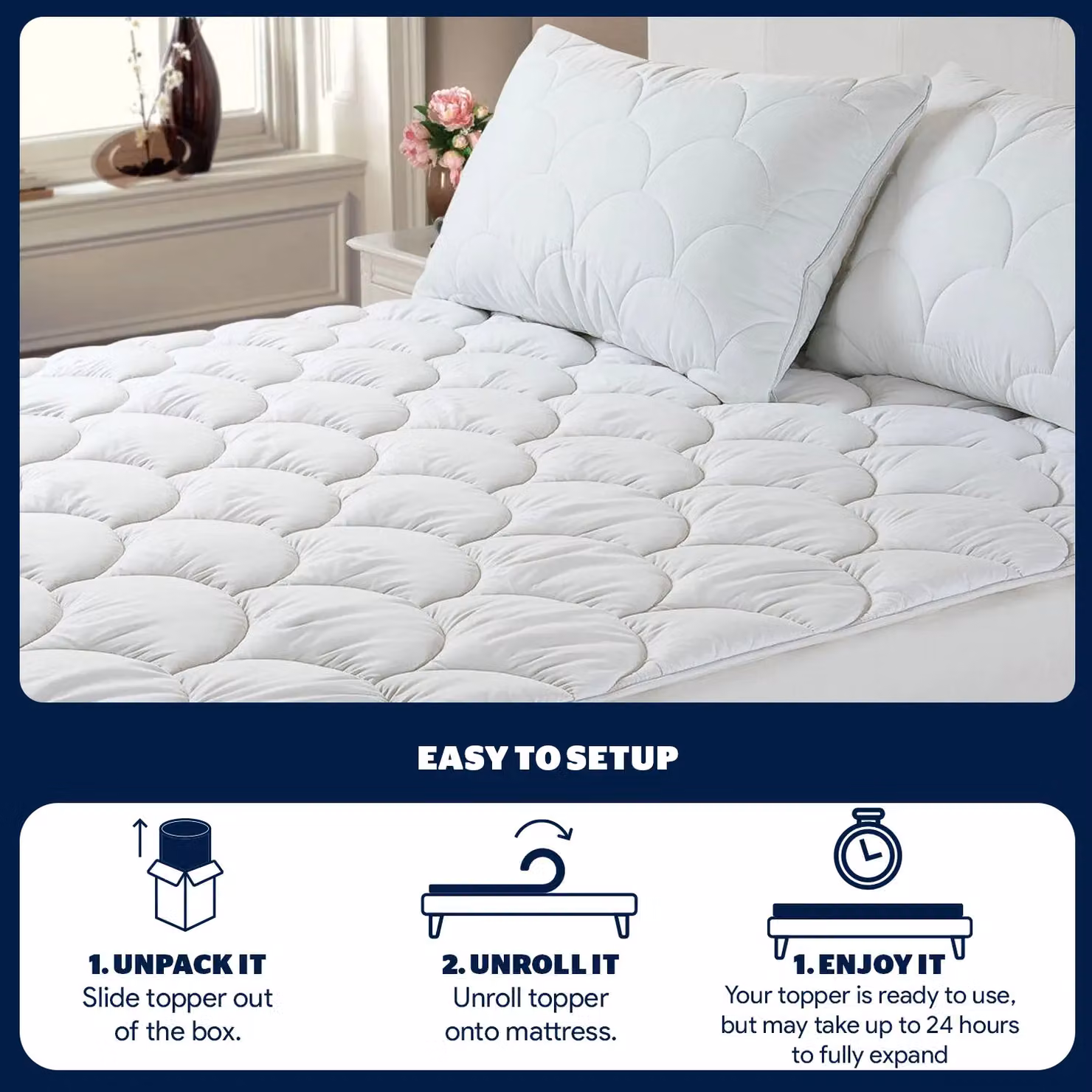 Velosso Cloud Hypoallergenic Mattress Topper in White – 4